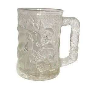 Robin Batman Forever McDonalds Collectible Clear Glass Mug 1995 Embossed Design